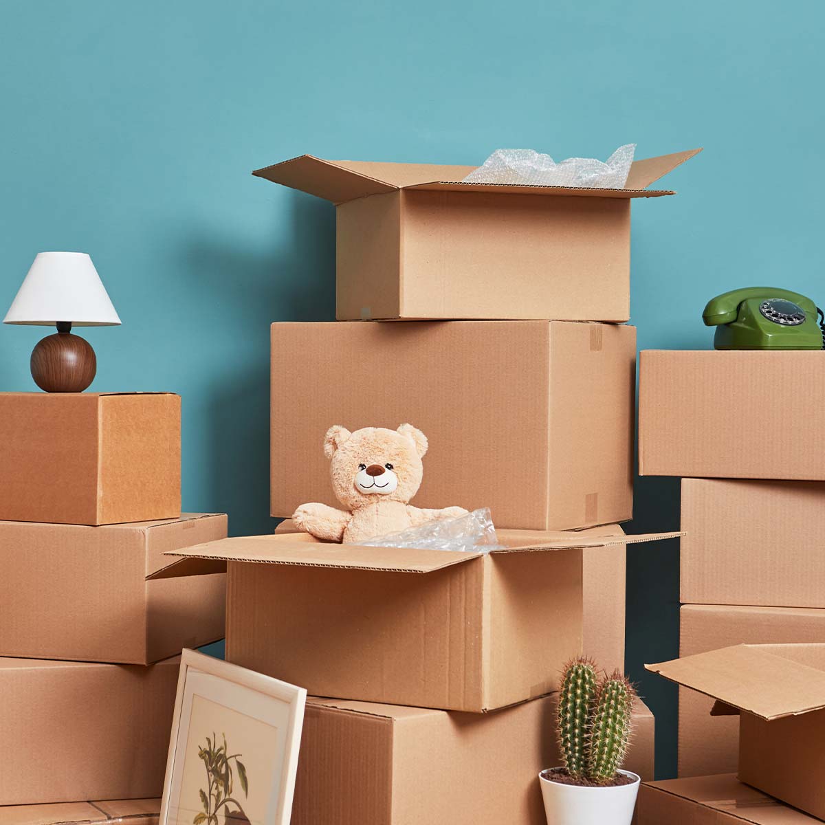 image of boxes packed and arranged for moving